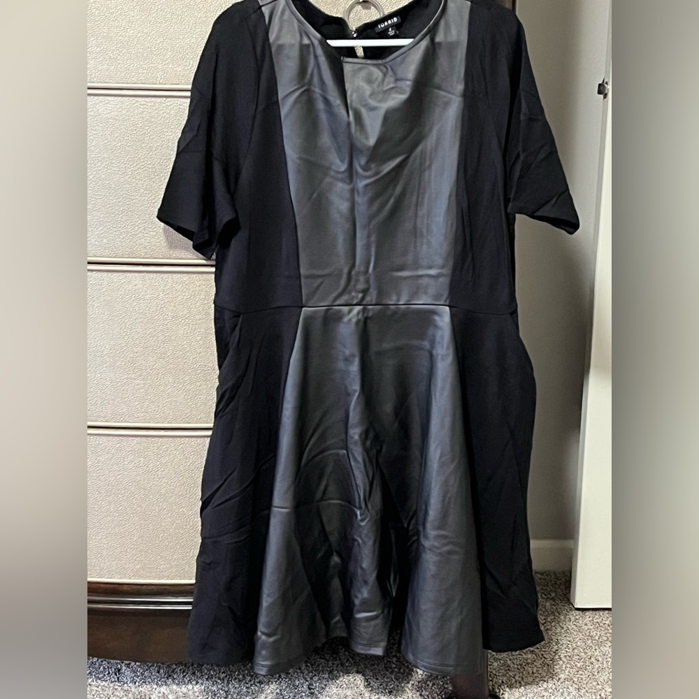 Black Faux Leather Panel Dress